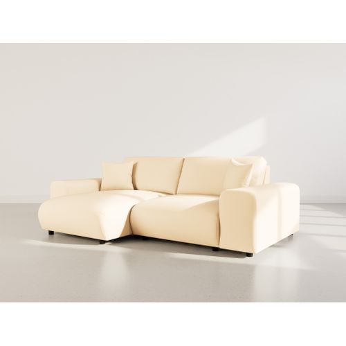 Garance - Canapé D'angle Réversible 4 Places En Simili Beige