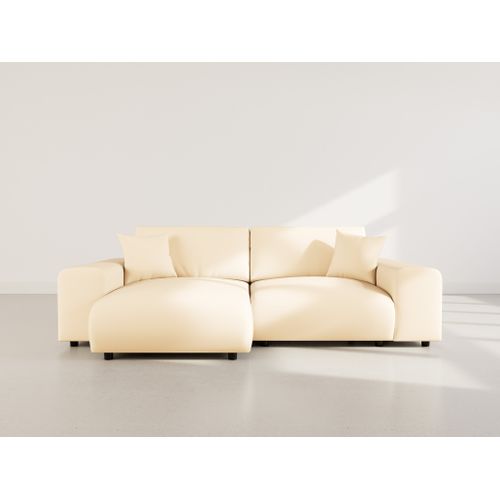 Garance - Canapé D'angle Réversible 4 Places En Simili Beige