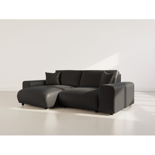 Garance - Canapé D'angle Réversible 4 Places En Simili Noir