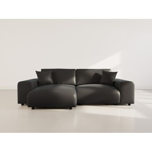 Garance - Canapé D'angle Réversible 4 Places En Simili Noir