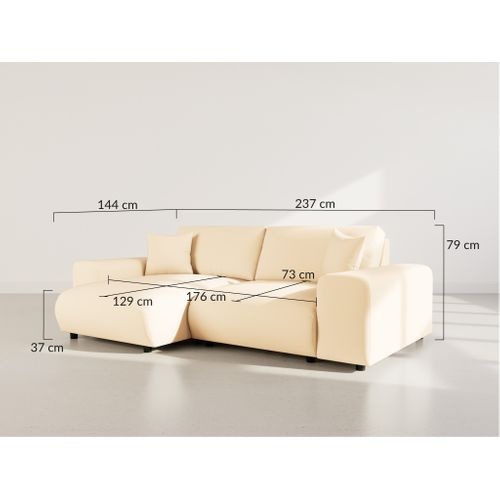 Garance - Canapé D'angle Réversible 4 Places En Simili Noir