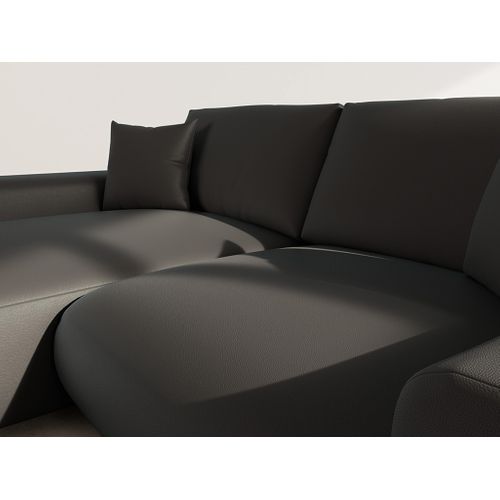 Garance - Canapé D'angle Réversible 4 Places En Simili Noir