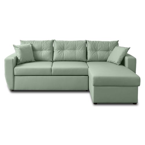 Astoria - Canapé D'angle Réversible 4 Places - Convertible Avec Coffre - En Simili Vert Sauge