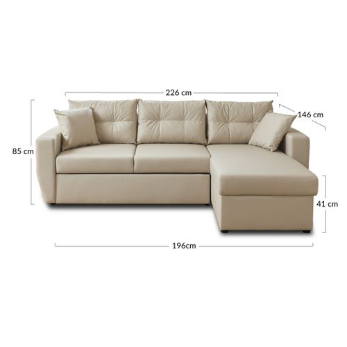 Astoria - Canapé D'angle Réversible 4 Places - Convertible Avec Coffre - En Simili Vert Sauge