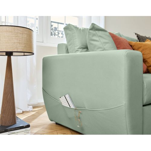 Astoria - Canapé D'angle Réversible 4 Places - Convertible Avec Coffre - En Simili Vert Sauge