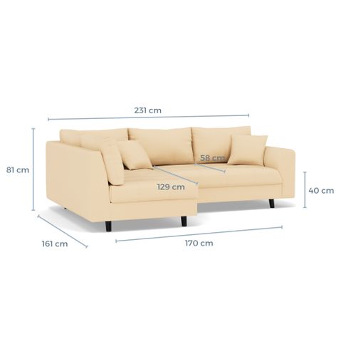 Rune - Canapé D'angle Gauche 4 Places En Simili