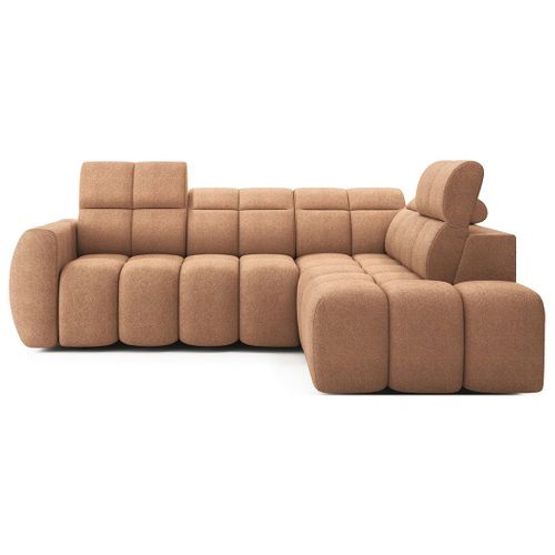 Basile - Canapé D'angle Droit 4 Places Assise Extensible Électrique Avec Coffre En Tissu Texturé