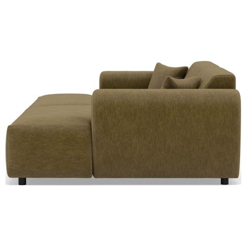 Aumance - Canapé Droit 4 Places Avec Double Méridienne Assise Profonde En Velours Texturé