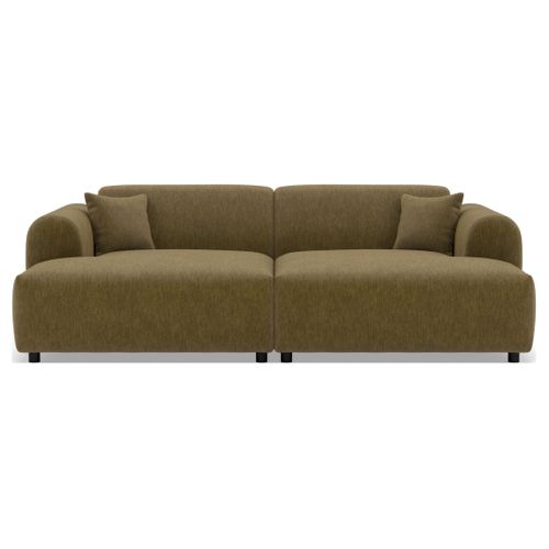 Aumance - Canapé Droit 4 Places Avec Double Méridienne Assise Profonde En Velours Texturé