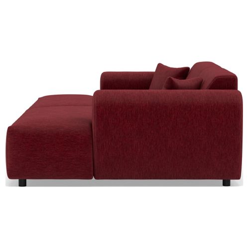 Aumance - Canapé Droit 4 Places Avec Double Méridienne Assise Profonde En Velours Texturé