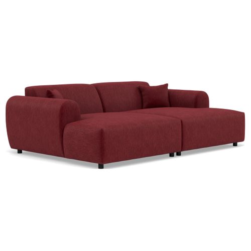 Aumance - Canapé Droit 4 Places Avec Double Méridienne Assise Profonde En Velours Texturé