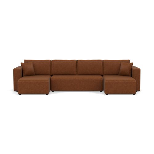 Canapé Panoramique Convertible 7 Places Topaze En Simili Cognac