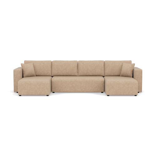 Canapé Panoramique Convertible 7 Places Topaze En Simili Beige