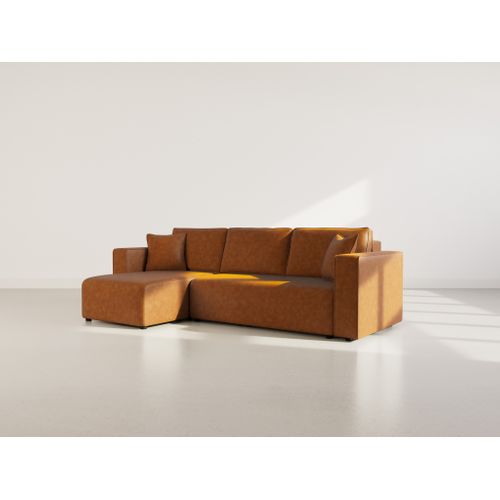 Topaze - Canapé D'angle Réversible 4 Places Convertible Avec Coffre En Simili