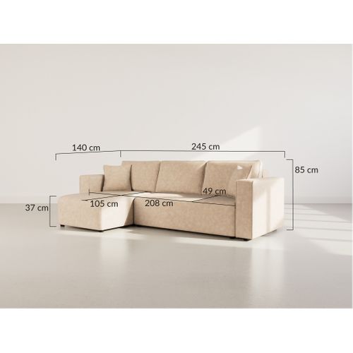 Topaze - Canapé D'angle Réversible 4 Places Convertible Avec Coffre En Simili