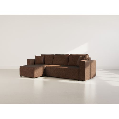 Topaze - Canapé D'angle Réversible 4 Places Convertible Avec Coffre En Simili