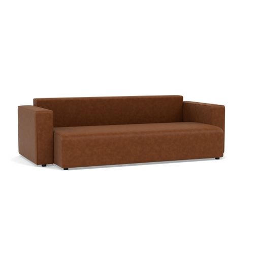 Canapé Droit Convertible 3 Places Topaze En Simili Cognac