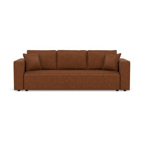 Canapé Droit Convertible 3 Places Topaze En Simili Cognac