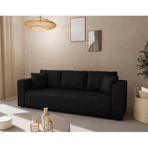 Canapé Droit Convertible 3 Places Topaze En Simili Noir