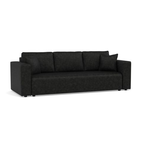 Canapé Droit Convertible 3 Places Topaze En Simili Noir