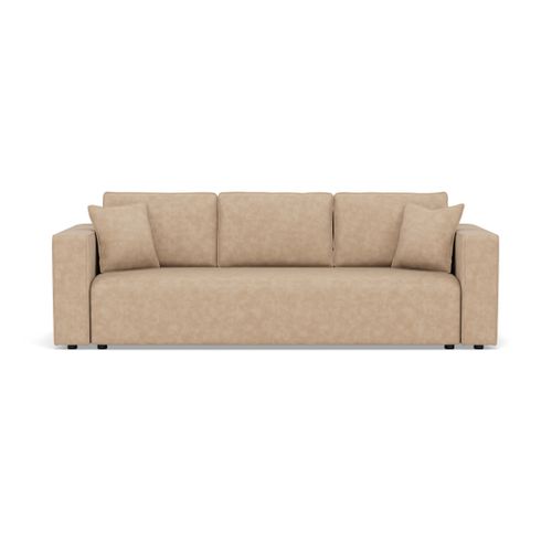 Canapé Droit Convertible 3 Places Topaze En Simili Beige