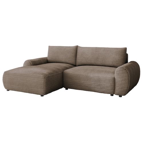 Canapé Angle Gauche Convertible 4 Places Silvano En Velours Côtelé Marron