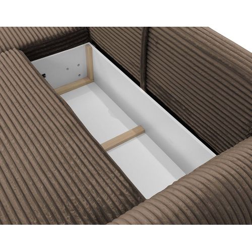 Canapé Angle Gauche Convertible 4 Places Silvano En Velours Côtelé Marron