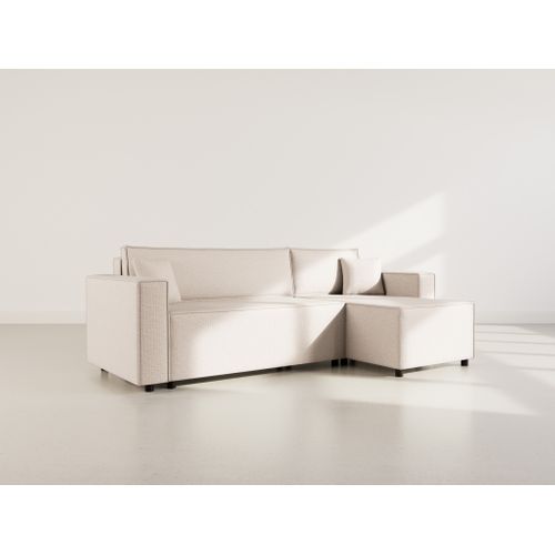 Jonas - Canapé D'angle Réversible 4 Places Convertible Avec Coffre En Tissu Texturé Beige