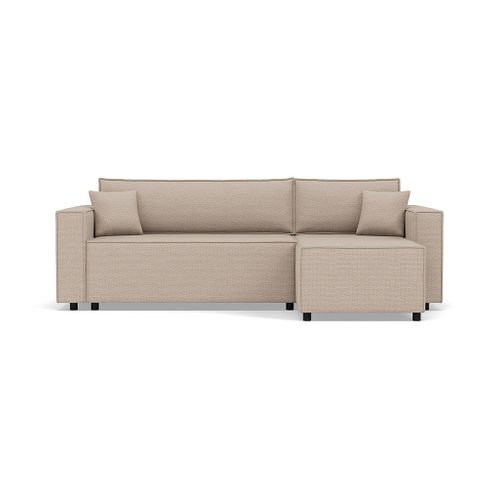 Jonas - Canapé D'angle Réversible 4 Places Convertible Avec Coffre En Tissu Texturé Beige