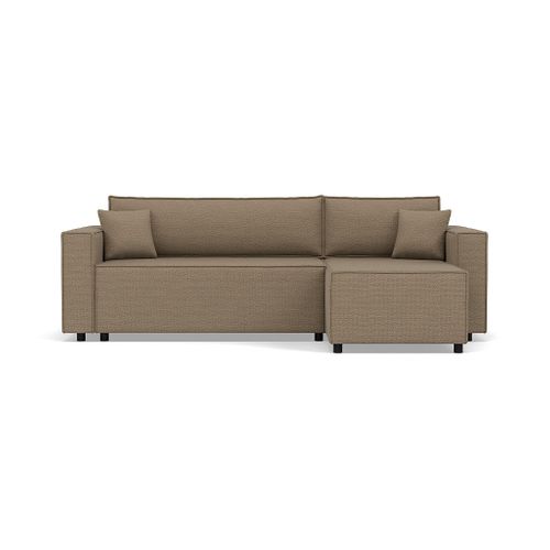 Jonas - Canapé D'angle Réversible 4 Places Convertible Avec Coffre En Tissu Texturé Taupe