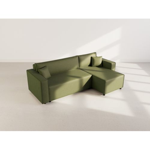 Jonas - Canapé D'angle Réversible 4 Places Convertible Avec Coffre En Tissu Texturé