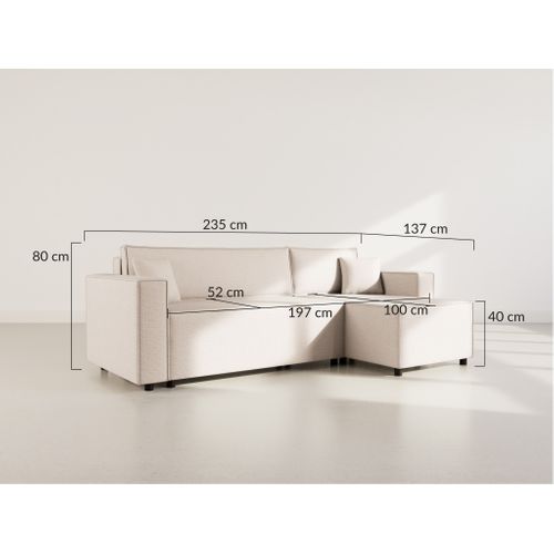 Jonas - Canapé D'angle Réversible 4 Places Convertible Avec Coffre En Tissu Texturé