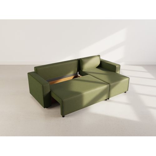 Jonas - Canapé D'angle Réversible 4 Places Convertible Avec Coffre En Tissu Texturé