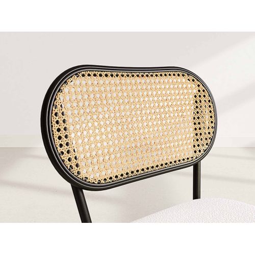 Luciano - Lot De 2 Chaises Cannage - Dossier Arrondi - En Tissu Bouclette
