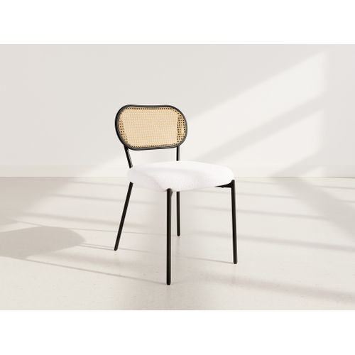 Luciano - Lot De 2 Chaises Cannage - Dossier Arrondi - En Tissu Bouclette