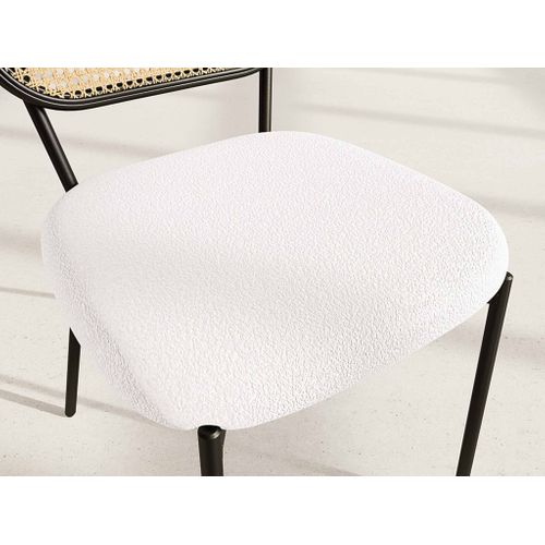 Luciano - Lot De 2 Chaises Cannage - Dossier Arrondi - En Tissu Bouclette