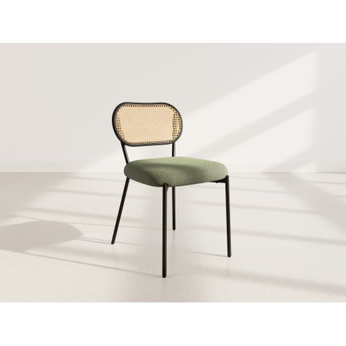 Luciano - Lot De 2 Chaises Cannage - Dossier Arrondi - En Tissu Bouclette