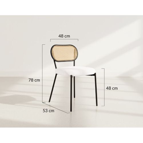 Luciano - Lot De 2 Chaises Cannage - Dossier Arrondi - En Tissu Bouclette