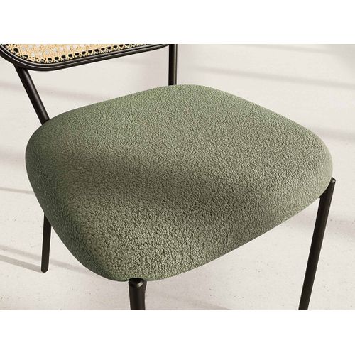 Luciano - Lot De 2 Chaises Cannage - Dossier Arrondi - En Tissu Bouclette