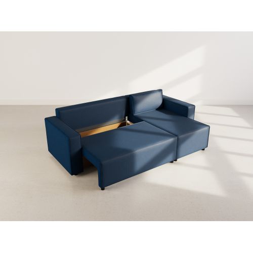 Jonas - Canapé D'angle Réversible 4 Places Convertible Avec Coffre En Tissu Texturé