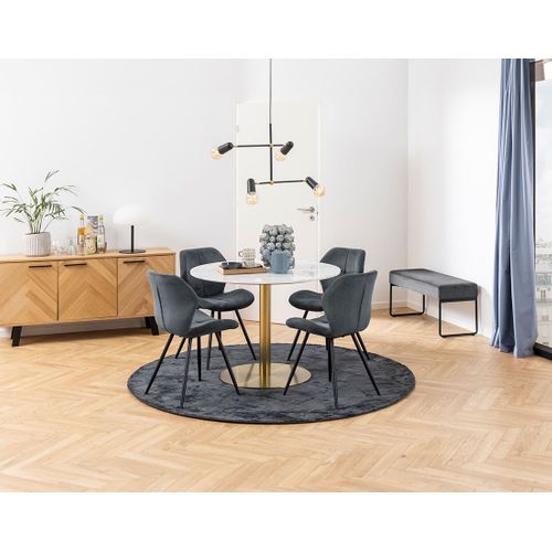 Manilla - Lot De 2 Chaises - En Tissu Microfibre - Pieds En Métal