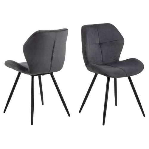 Manilla - Lot De 2 Chaises - En Tissu Microfibre - Pieds En Métal