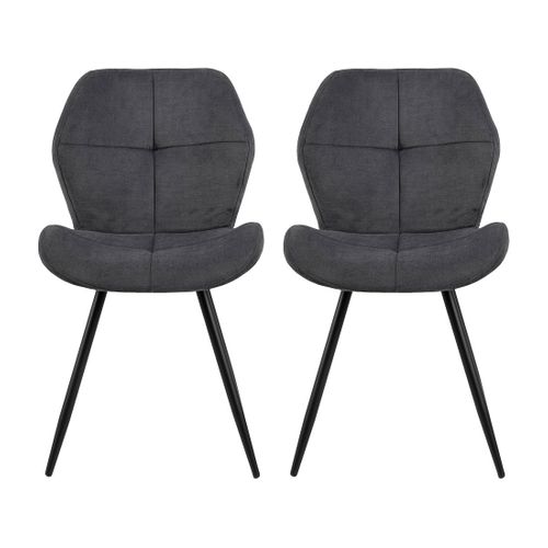 Manilla - Lot De 2 Chaises - En Tissu Microfibre - Pieds En Métal