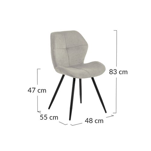 Manilla - Lot De 2 Chaises - En Tissu Microfibre - Pieds En Métal
