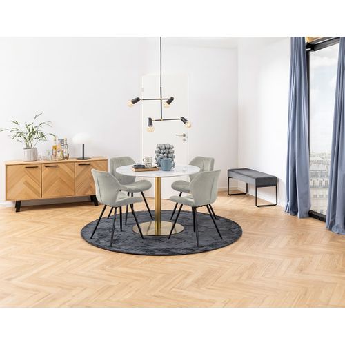 Manilla - Lot De 2 Chaises - En Tissu Microfibre - Pieds En Métal