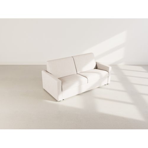 Julia - Canapé 3 Places Convertible Express Couchage Quotidien 140 Cm Matelas 14 Cm En Tissu Beige