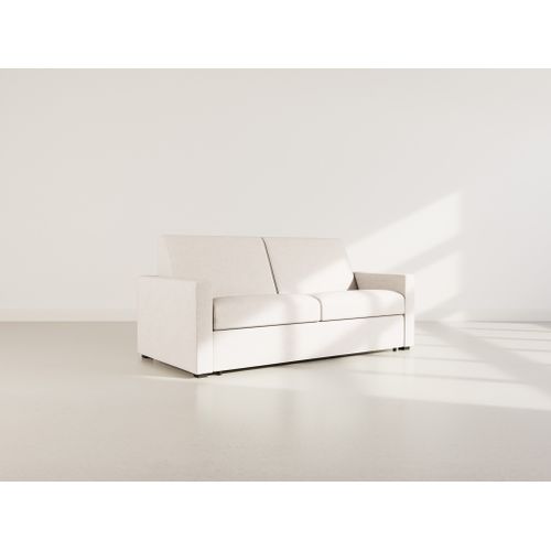 Julia - Canapé 3 Places Convertible Express Couchage Quotidien 140 Cm Matelas 14 Cm En Tissu Beige