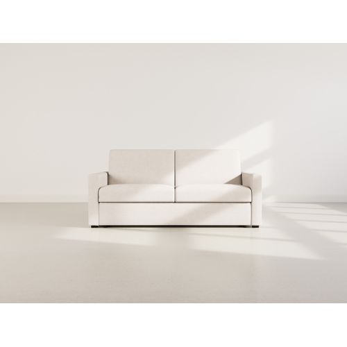 Julia - Canapé 3 Places Convertible Express Couchage Quotidien 140 Cm Matelas 14 Cm En Tissu Beige