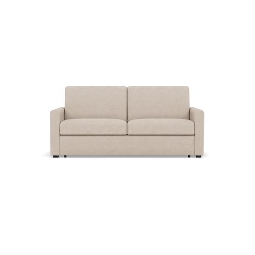 Julia - Canapé 3 Places Convertible Express Couchage Quotidien 140 Cm Matelas 14 Cm En Tissu Beige