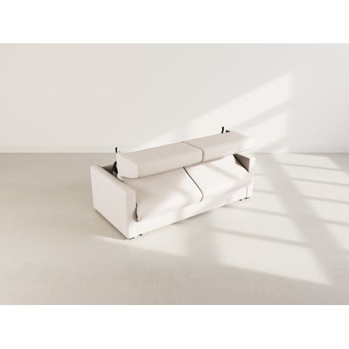 Julia - Canapé 3 Places Convertible Express Couchage Quotidien 140 Cm Matelas 14 Cm En Tissu Beige